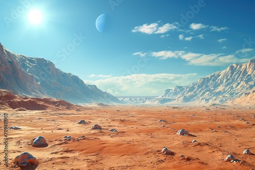 A mars landscape, the red planet.