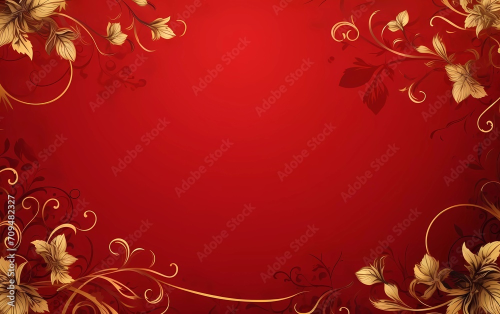 Red background and gold border with space, Chinese New Year concept. generative ai Red background and gold border with space, Chinese New Year concept. generative ai
