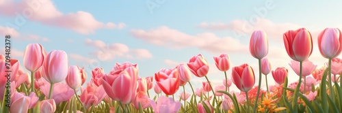 Tulips Semper Augustus flowers. 3D illustration #709482378