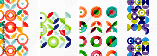 Circles and rings geometric backgrounds. Posters for wallpaper, business card, cover, poster, banner, brochure, header, website