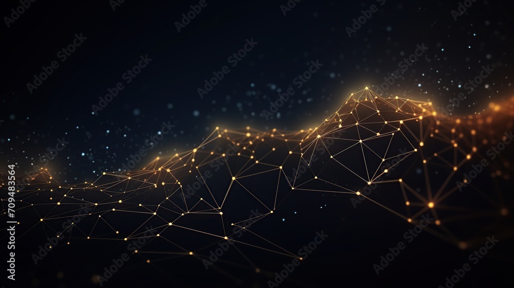 Futuristic technology wave. Abstract communication background with connecting dots and lines.,Abstract waves with moving particles. Big data analysis. - obrazy, fototapety, plakaty 