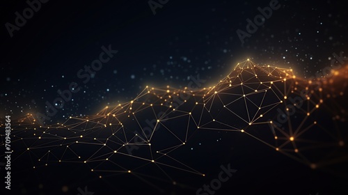 Futuristic technology wave. Abstract communication background with connecting dots and lines.,Abstract waves with moving particles. Big data analysis.