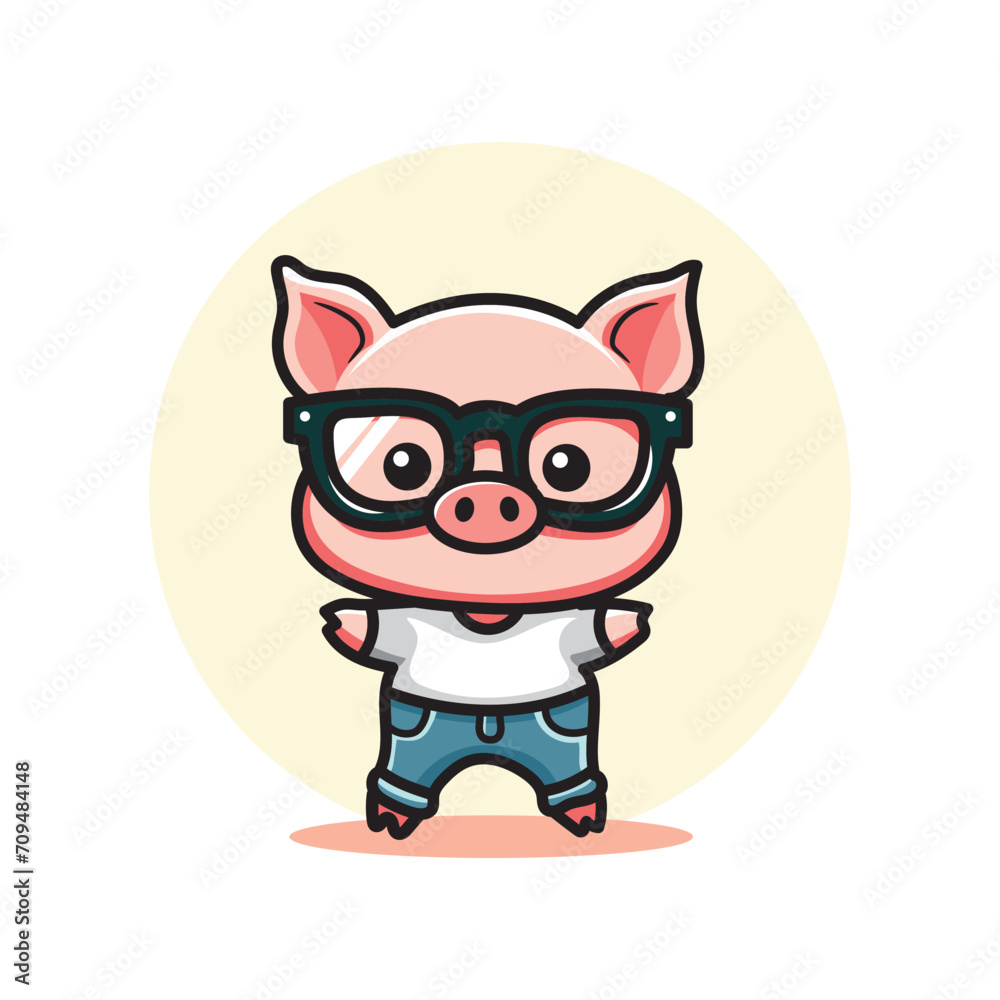 cute cheerful pig vector design illustration