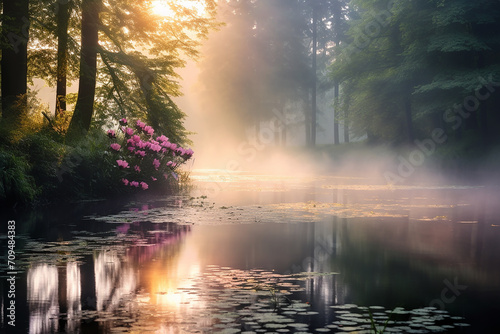 misty morning in the forest