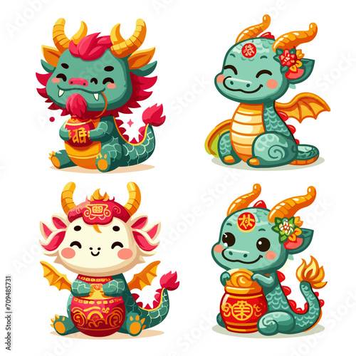 Cute chinese dragon new year