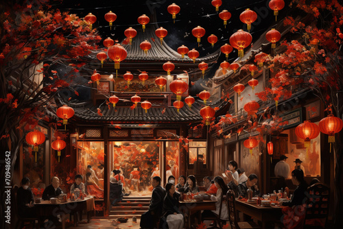 Chinese New Year Celebration created with Generative AI photo