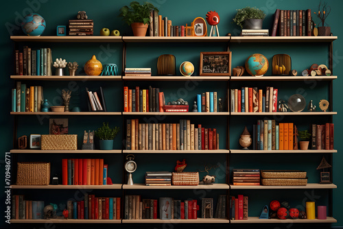 Bookshelf filled with colorful books