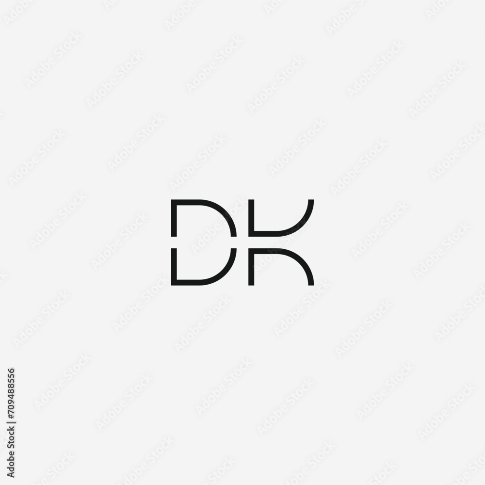 DK monogram logo in contemporary separated letter style - black and white. DK monogram logo in contemporary separated letter style - black and white.