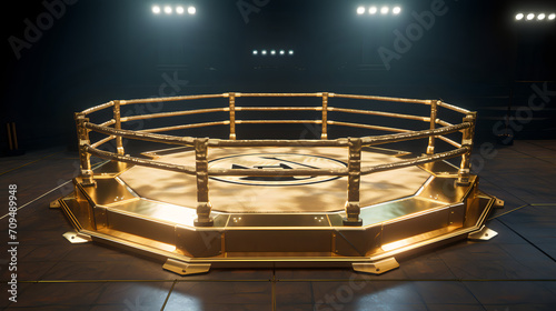 gold boxing ring without people