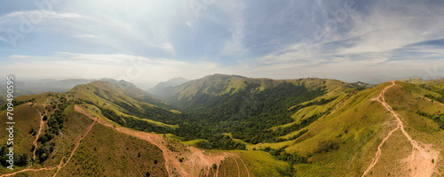 Photography Aerial view of Beautiful natural scenery mountain in south india