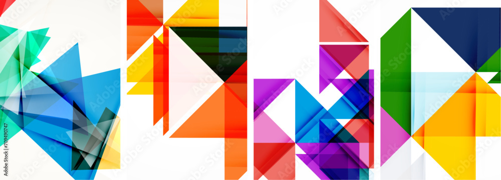 Set of abstract random triangle composition backgrounds. Vector illustration for for wallpaper, business card, cover, poster, banner, brochure, header, website Set of abstract random triangle composition backgrounds. Vector illustration for for wallpaper, business card, cover, poster, banner, brochure, header, website