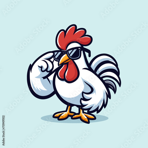 cute retro cartoon chicken mascot. Chicken Logo Cartoon Character. A funny Cartoon Rooster chicken