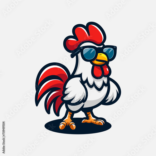 cute retro cartoon chicken mascot. Chicken Logo Cartoon Character. A funny Cartoon Rooster chicken © MarissaAyang