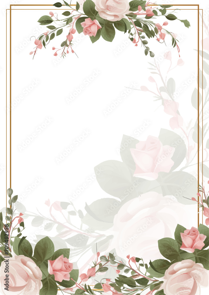 Obraz premium Pink and white elegant watercolor background with flora and flower