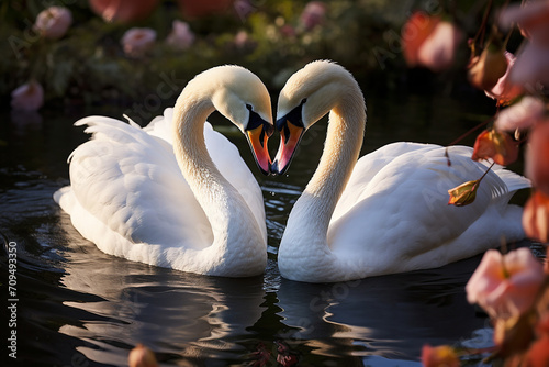 two swans in the lake