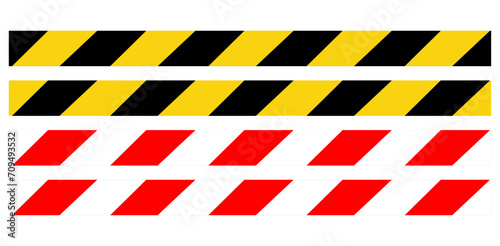 Yellow and black. 2nd Red and White barricade tape. vector Isolated
