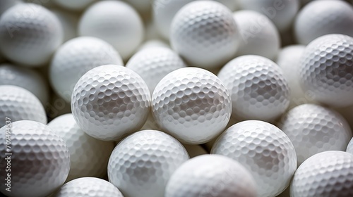 Close-up flat background many white golf balls .