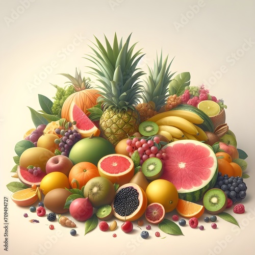 Fresh and Colorful Tropical Fruits