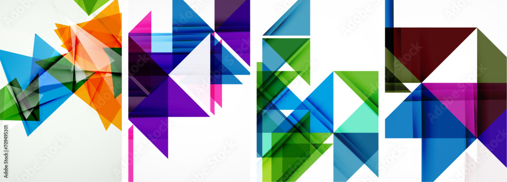 Set of abstract random triangle composition backgrounds. Vector illustration for for wallpaper, business card, cover, poster, banner, brochure, header, website Set of abstract random triangle composition backgrounds. Vector illustration for for wallpaper, business card, cover, poster, banner, brochure, header, website
