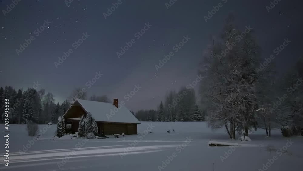 Starry sky with Milky Way and snow covered hut. Christmas holiday and winter vacations concept
Starry sky with Milky Way and snow covered hut. Christmas holiday and winter vacations concept