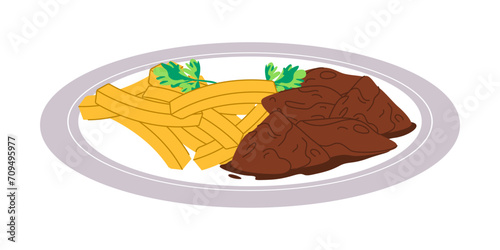 carbonade flamande with french fries traditional food belgium made from beef beans and thyme delicious cuisine