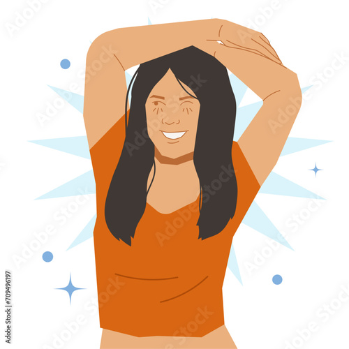 happy confidence woman pose in flat illustration