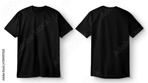 plain black t-shirt front and back white background mockup.