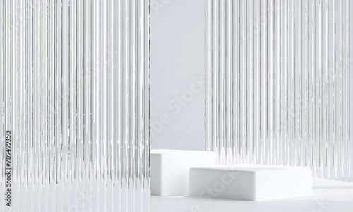 white podium display for product presentation. 3d illustration.