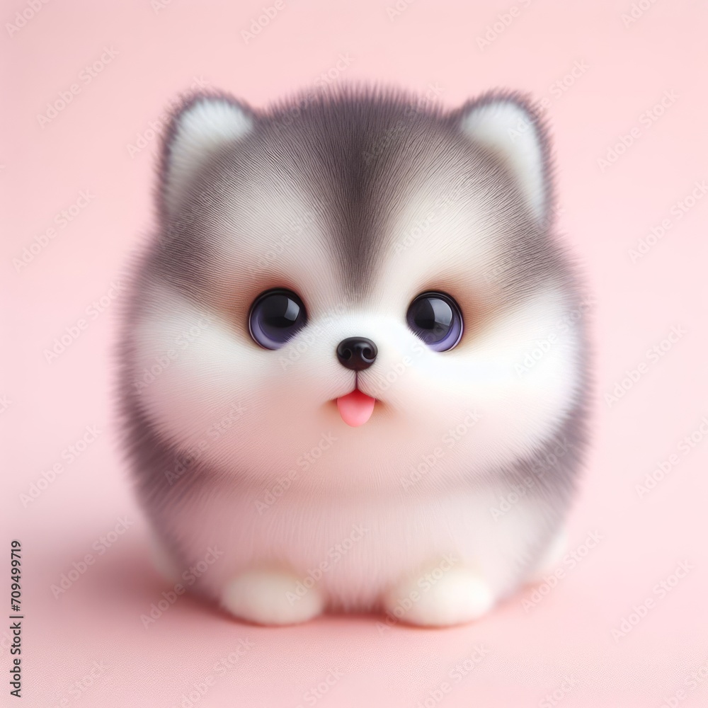 Сute fluffy Siberian Husky puppy toy on a pastel pink background. Minimal adorable animals concept. Wide screen wallpaper. Web banner with copy space for design. Сute fluffy Siberian Husky puppy toy on a pastel pink background. Minimal adorable animals concept. Wide screen wallpaper. Web banner with copy space for design.