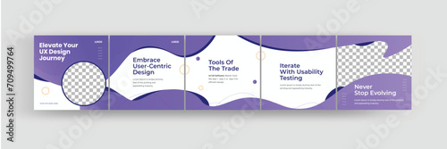 How to be better ux designer media carousel, Linkedin and Instagram carousel template for design coach, EPS vector illustration.