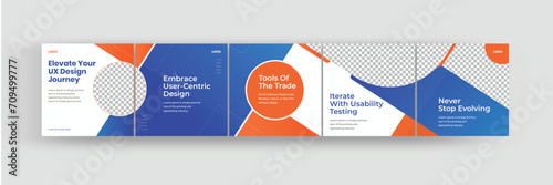 How to be better ux designer media carousel, Linkedin and Instagram carousel template for design coach, EPS vector illustration.