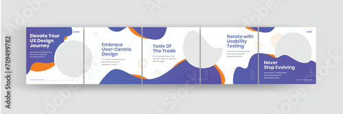 How to be better ux designer media carousel, Linkedin and Instagram carousel template for design coach, EPS vector illustration.