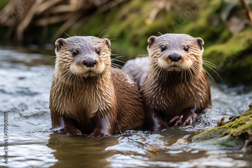 otter in the river