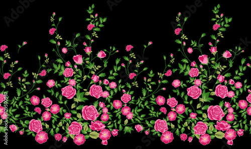 Rose floral border seamless repeat
