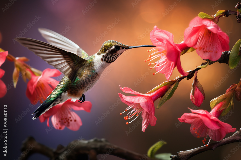 Fototapeta premium hummingbird and flower