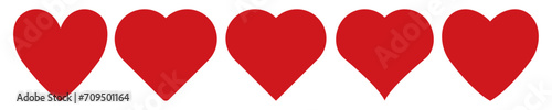 Red heart icons set vector isolated on transparent background.