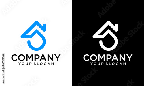 Creative drop house logo design template. Creative drop and house concept vector illustration.