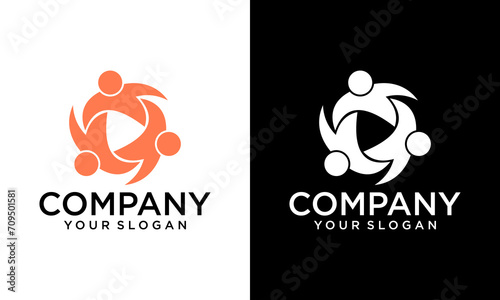 Creative People Three Group Teamwork Logo. Vector graphic design illustration