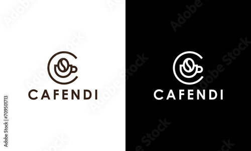 Creative Letter C Logo for a Coffee Shop or Cafe. Letter C with Coffee Icon and Symbol. Simple Coffee Bean Logo Design Template.