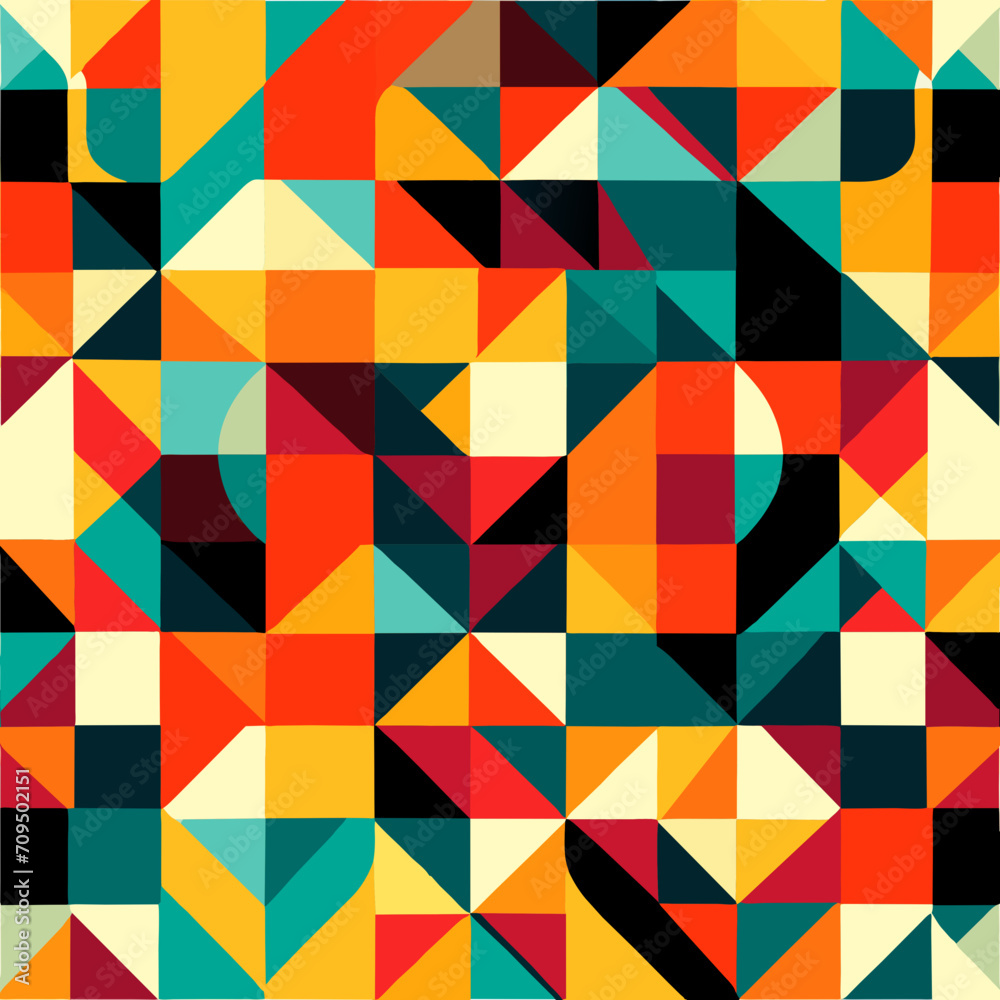 Bauhaus geometric pattern background. Abstract bauhaus style wallpaper. Colorful Bauhaus mosaic design pattern. Modern bauhaus mural print. Scandinavian minimalistic decorative ornament pattern. Bauhaus geometric pattern background. Abstract bauhaus style wallpaper. Colorful Bauhaus mosaic design pattern. Modern bauhaus mural print. Scandinavian minimalistic decorative ornament pattern.