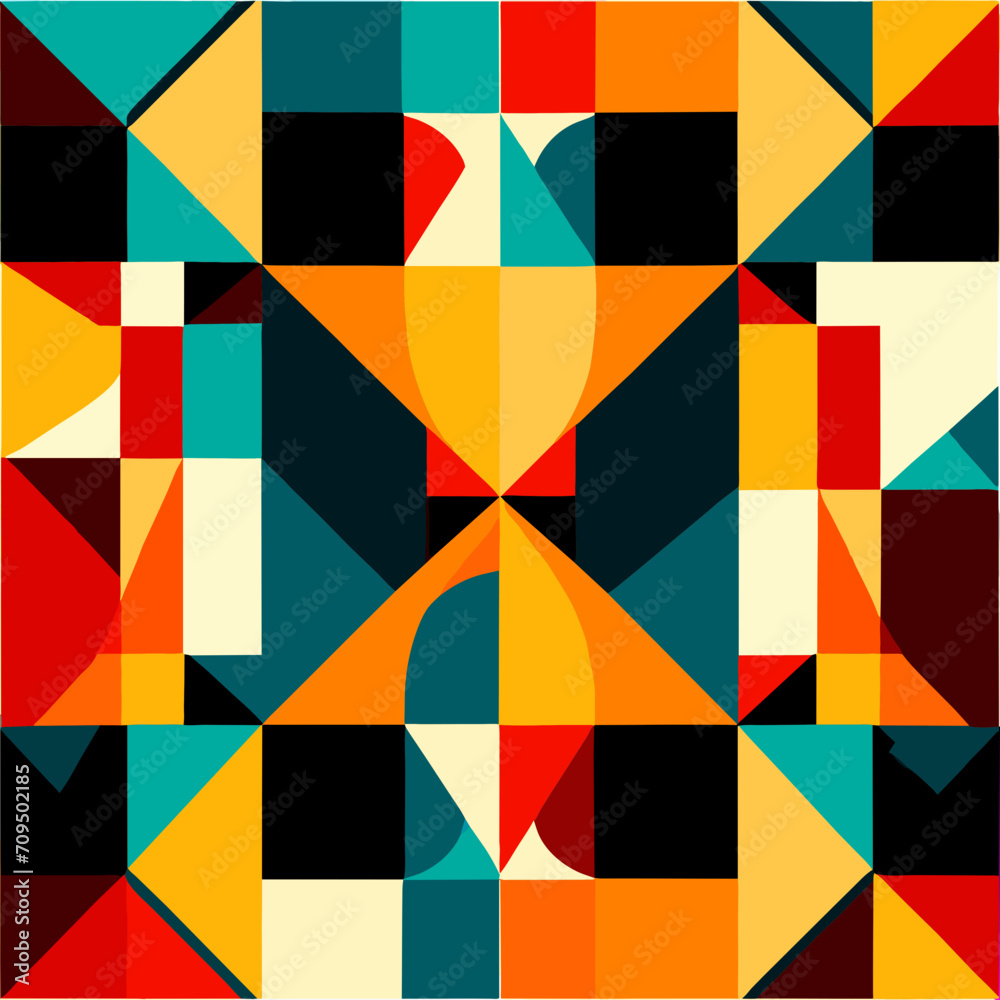 Bauhaus geometric pattern background. Abstract bauhaus style wallpaper. Colorful Bauhaus mosaic design pattern. Modern bauhaus mural print. Scandinavian minimalistic decorative ornament pattern. Bauhaus geometric pattern background. Abstract bauhaus style wallpaper. Colorful Bauhaus mosaic design pattern. Modern bauhaus mural print. Scandinavian minimalistic decorative ornament pattern.