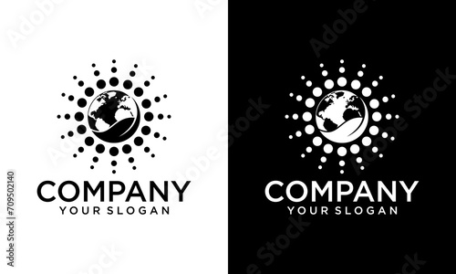 Creative Vector of a earth and leaf logo combination. Planet and eco symbol or icon. Unique global and natural, organic logotype design template.