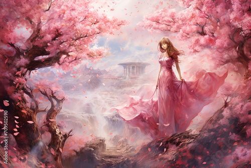 Spring Awakening: Bright and Fresh Landscape Illustration with Trees and Blue Sky