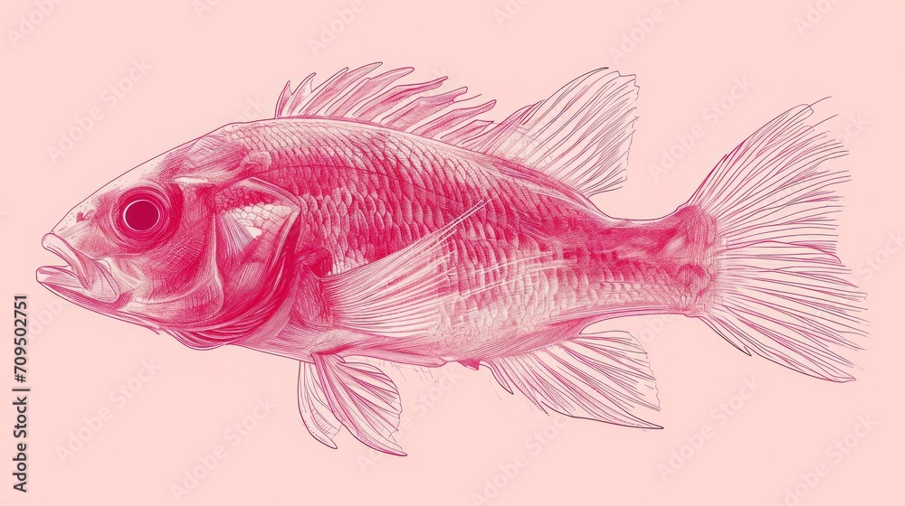  a drawing of a fish on a pink background with a white outline of a fish on a pink background with a white outline of a fish on a pink background.