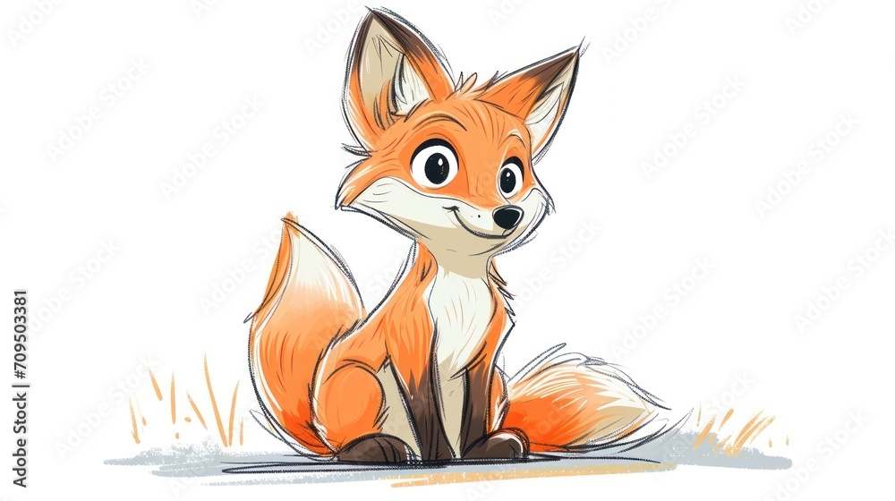 a drawing of a little fox sitting on the ground with a sad look on it's face and eyes. a drawing of a little fox sitting on the ground with a sad look on it's face and eyes.