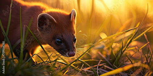 a weasel in grass, generative AI
