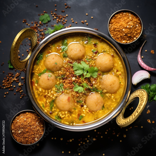Rajasthani Dal Baati Churma, a wholesome Rajasthani dish photo