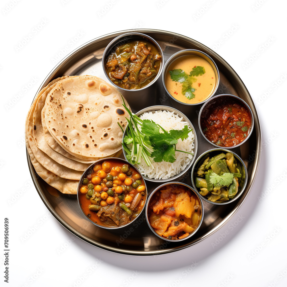 Gujarati Thali, a colorful assortment of Gujarati dishes Stock Photo Adobe Stock