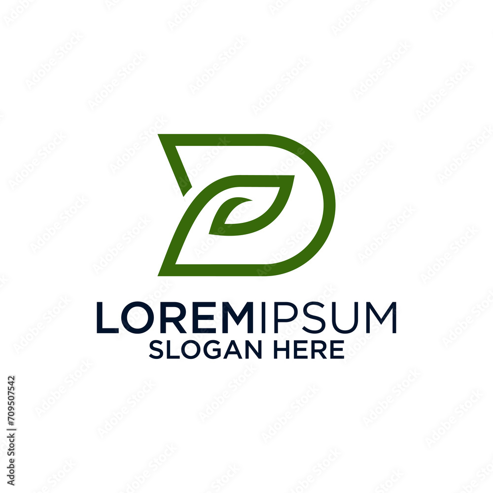 letter D with leaf logo letter D with leaf logo