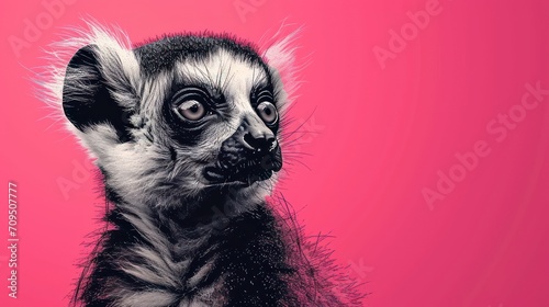  a close up of a small animal on a pink background with a black and white image of a small animal on a pink background. © Shanti